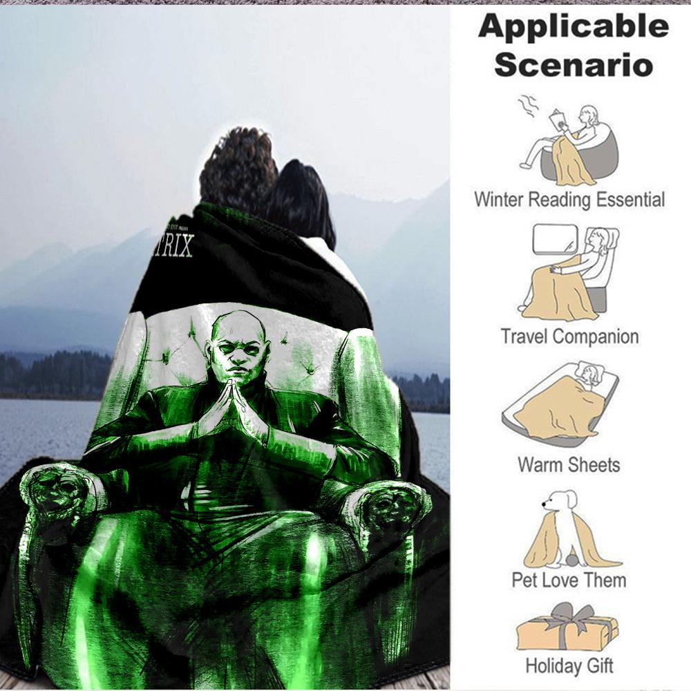 1pc The Matrix Flannel Throw Blanket - HD Printed Lightweight Soft Warm All-Season Blanket for Sofa, Bed, Travel, Camping 004