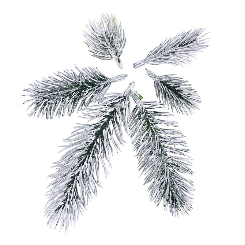 20Pcs Artificial White Flocking Plants Pine Branches Christmas Tree Decoration Festive Wedding DIY Bouquet Home Party Ornaments