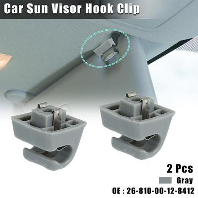 Fixed Clips Car Sun Visor Hook Clip Visor Fixed Mount Grey Plastic