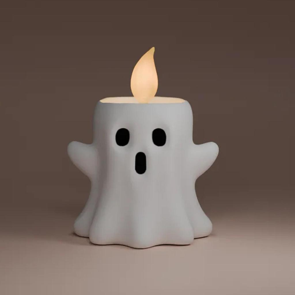 Ghost Flameless Candles Ghost Miniature Candle Lights Flameless Candle Art For Halloween Miniature White Ghost For Bedroom