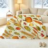 Harvest Theme Flannel Blanket, High Density Soft Fuzzy Throw, Skin-friendly, Portable for Home & Car Air Conditioner Use