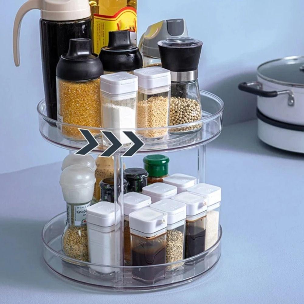 360 Rotating Spice  Seasoning Shelf 1/2/3-layer Makeup Storage Trays  Living Room