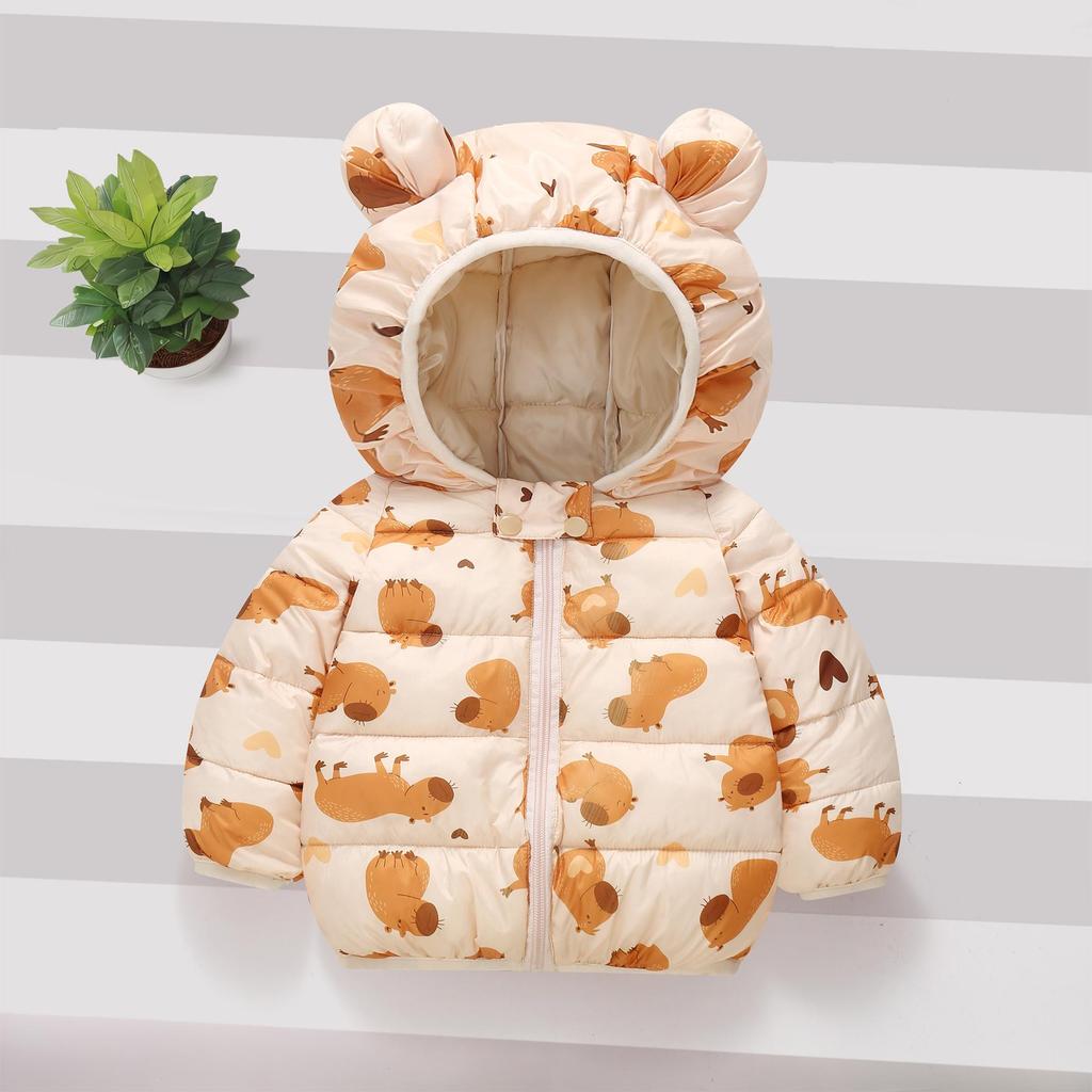 Children's Lightweight Autumn/Winter Cartoon Down Cotton Jacket for Boys and Girls - Small/Medium, Thickened Outerwear.