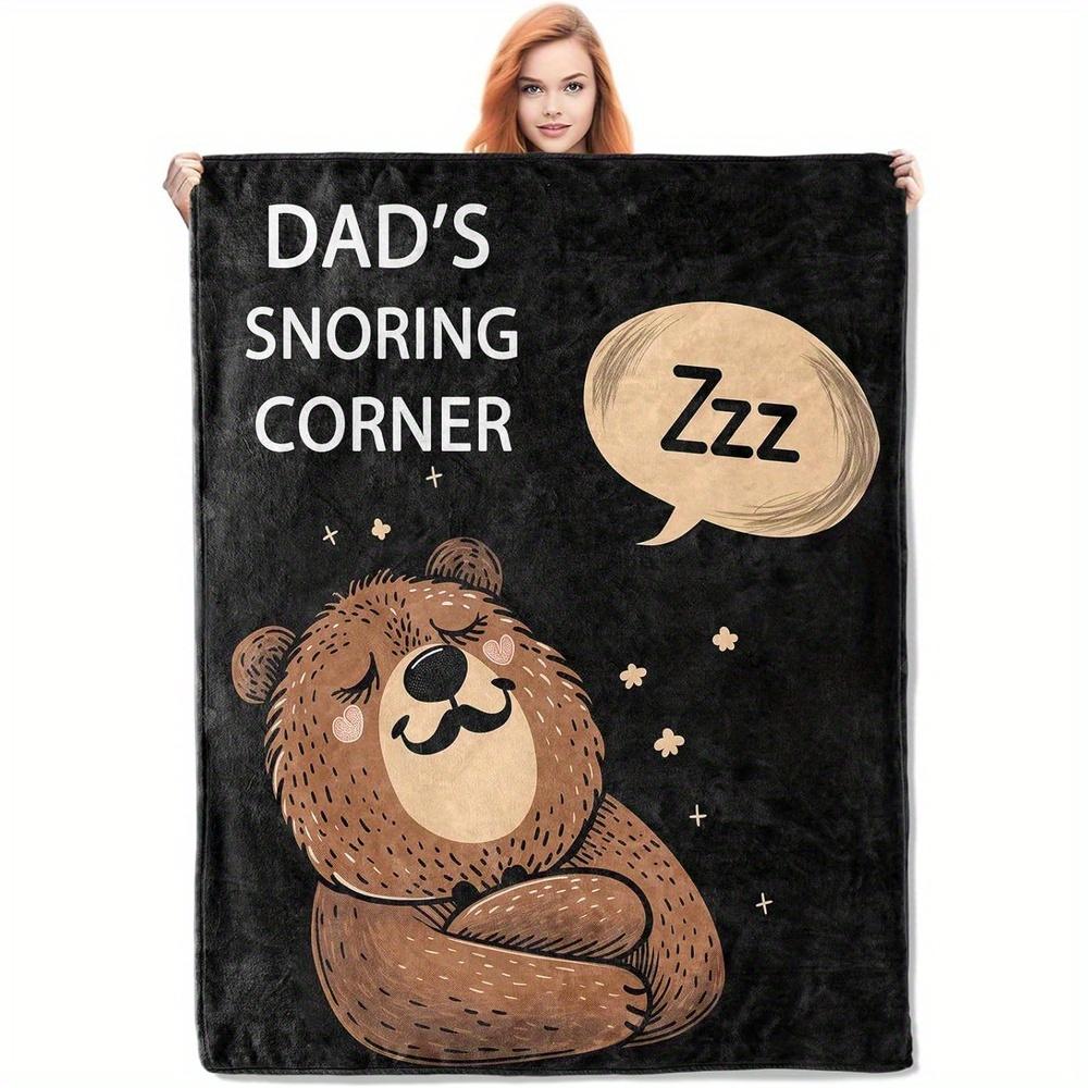 Dad s Snoring Corner Funny Gift Blanket - 50x60 Inch 280GSM Flannel Throw with Sleeping Bear Design, Retro Humorous Father s Day 75X95CM