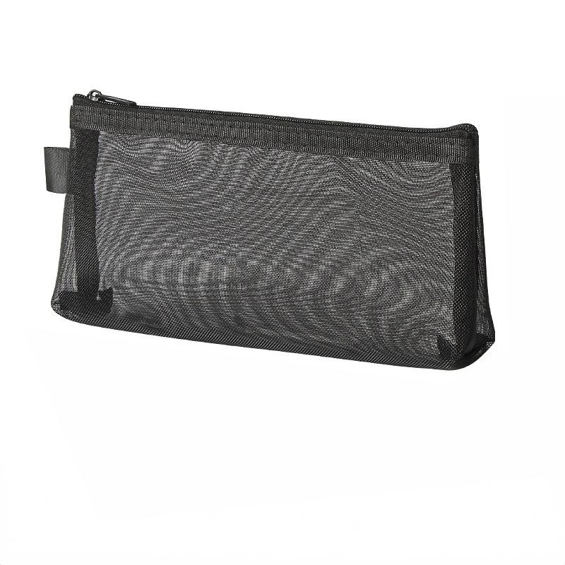 1Pc Clear Mesh Pencil Case Stereoscopic Portable School Supplies Pen Box Bill Storage Bag Zipper Pouch Office Student Pen Bag