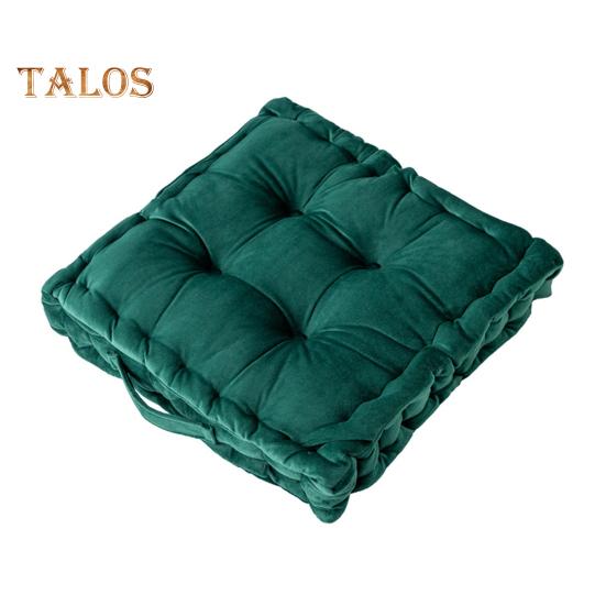 Подушка на сиденье стула толстая бархатная подушка на сиденье 38x38 см однотонная подушка для матраса напольная подушка для дома с ручкой для переноски для домашнего офиса для малоподвижного образа жизни темно-зеленого 1458₽