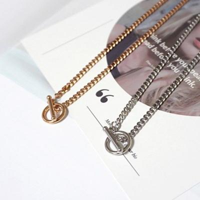 Collier à chaîne avec fermoir à bascule en acier chirurgical (argent, or rose)
