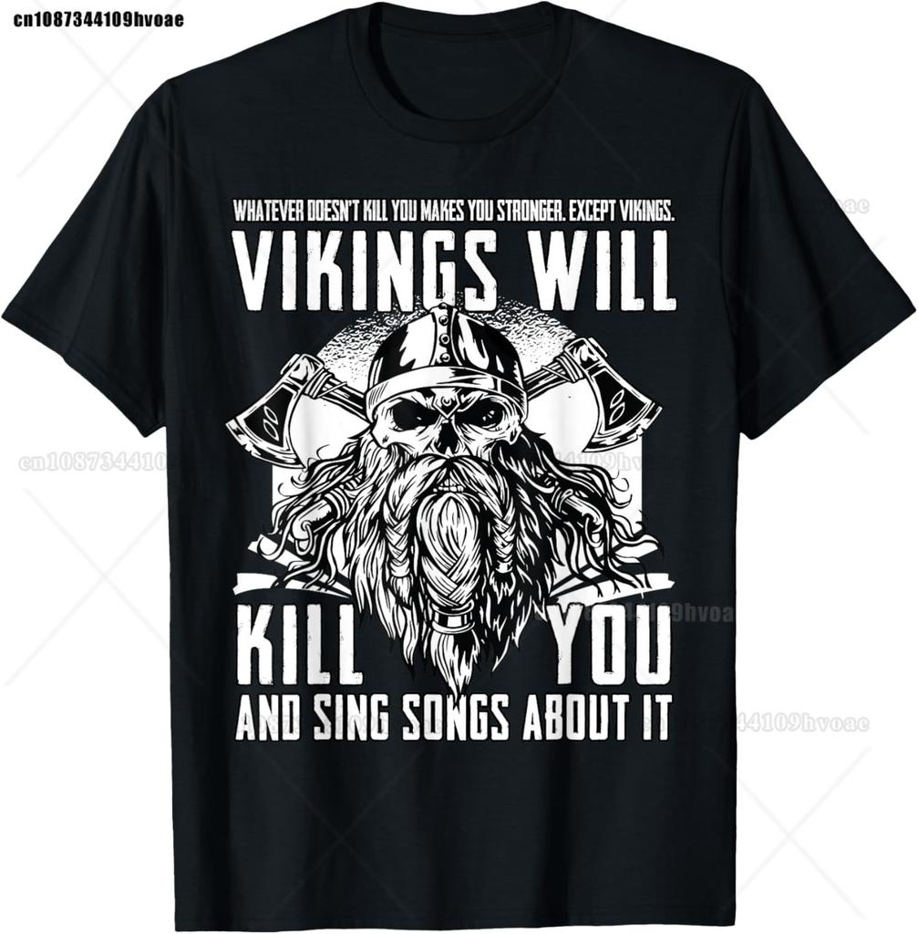 Viking Blood Runs Through My Veins Viking Ship TShirt Nordic Style Mens Oversized Short Sleeve Tops Tees Designer Clothing