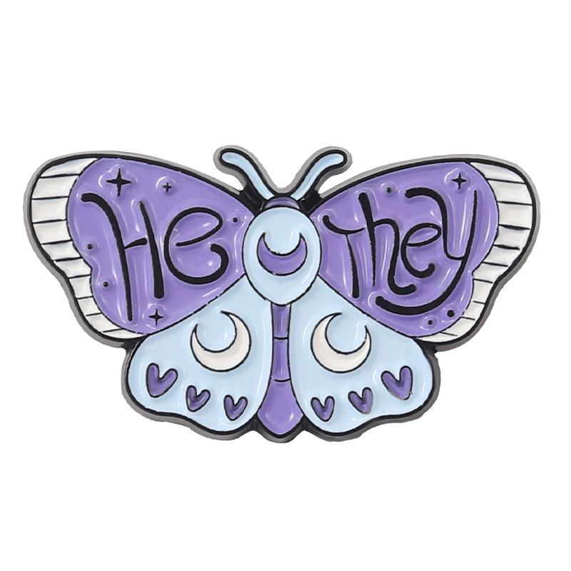 

Butterfly Dazzling Colorful Metal Brooch Gender Pronoun Pin For Sophisticated Styles Fashion XZ6001