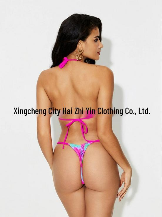 European & American New Braided Triangle Thong Bikini Set