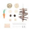 Hamster Chew Toys Set Corn Leaf Balls Branch Pine Cubes Carrots Teeth Grinding Relieve Boredom