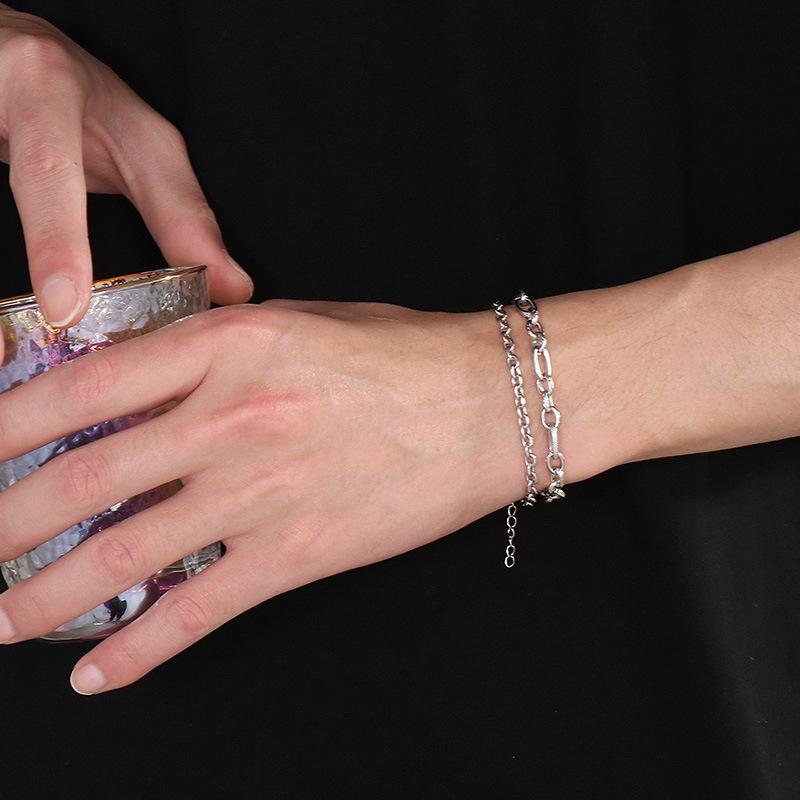 Titanstahl-Doppelschicht-Armband für Herren, koreanische Version von Student Tide, vielseitiges Handring-Zubehör