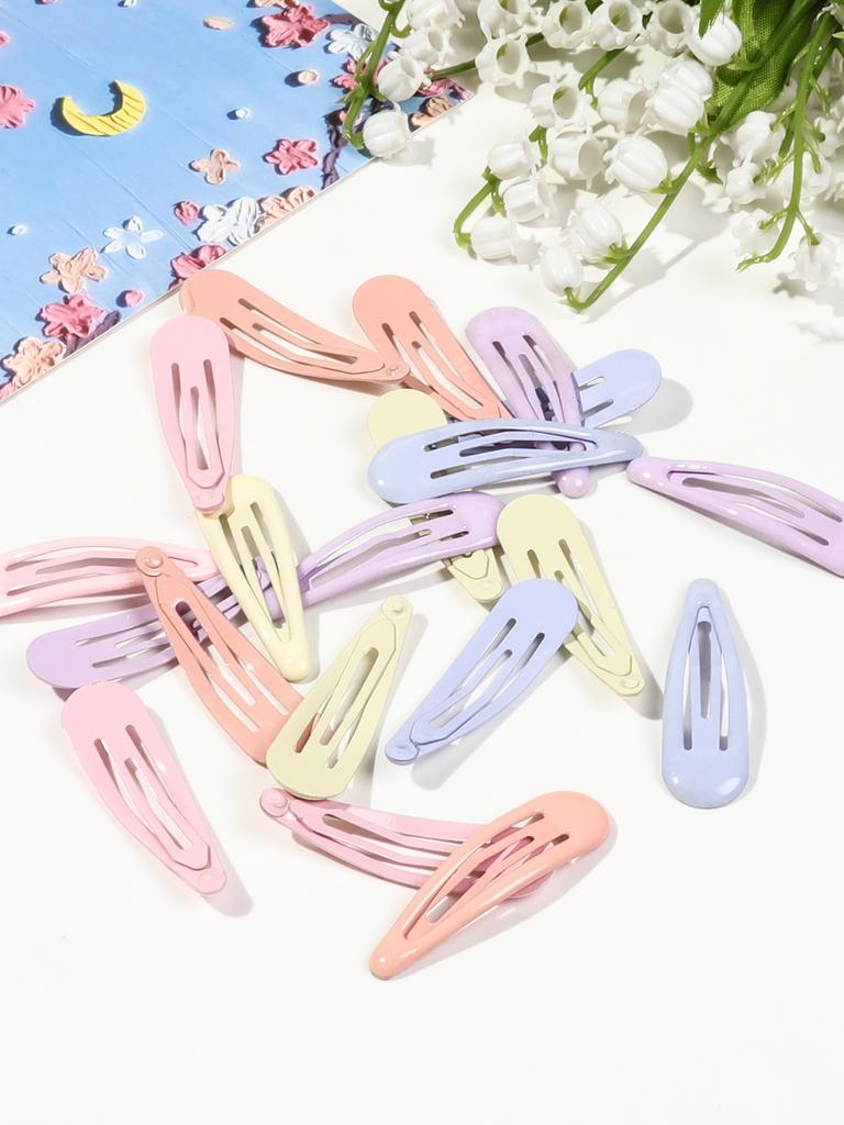 12/20Pcs Colorful Metal Snap Hair Clips 2 Inch Black Barrettes for Women Styling Non-Slip Waterdrop BB Hairpins Accessories