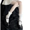 Lolita lace trim short mid-calf socks for women, solid color, thin summer style lolita Cute and versatile for soft girls