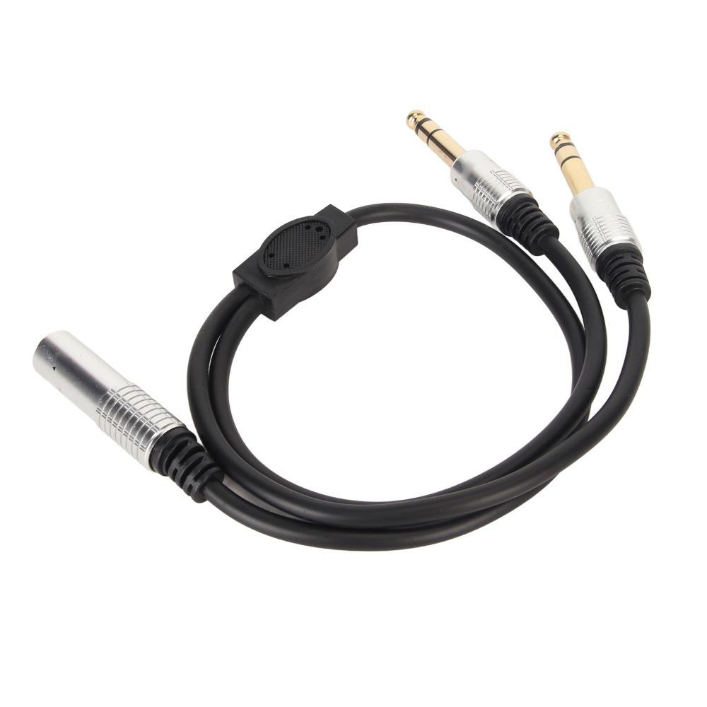 1.6ft 6.35mm 1 To 2 Y Splitter Cable Plug and Play Speaker Y Extension Cable  Microphone Use