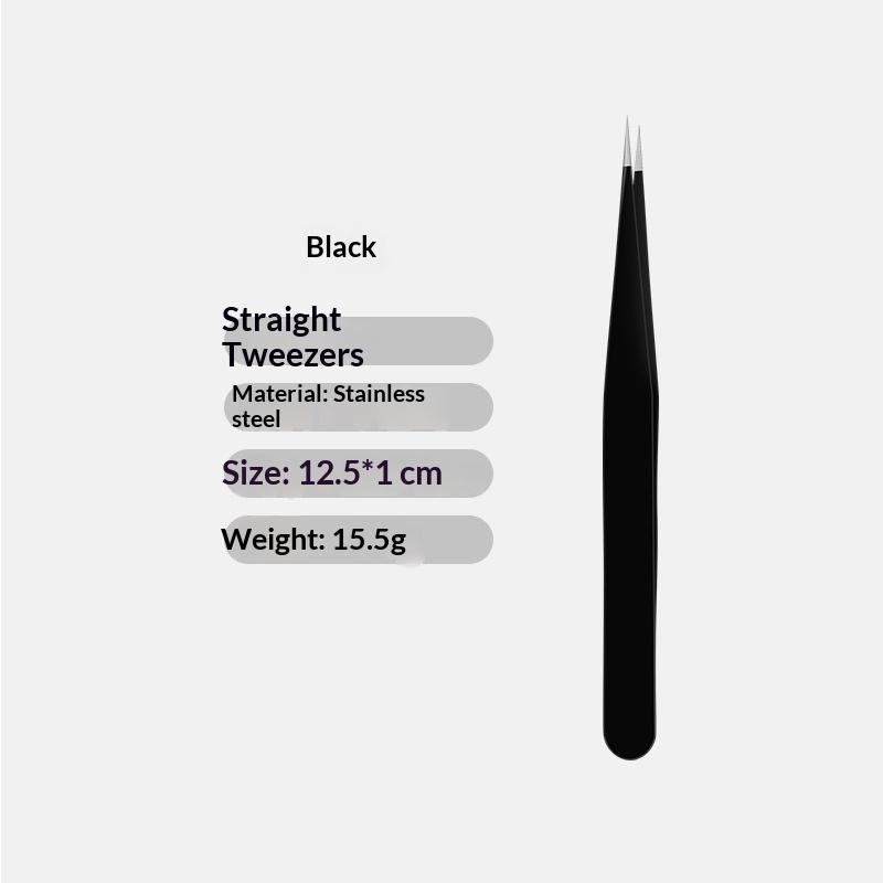 1Pcs Stainless Steel Eyelash Extension Tweezers Curved Straight Head Lashes Tweezer Non-Magnetic Eyelashes Nail Makeup Tools