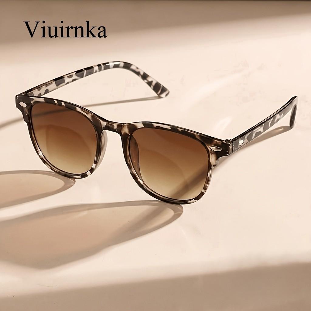 VIUIRNKA Women S Sunglasses, Vintage Square Frame Glasses, Classic Tortoiseshell Pattern, Gradient Lenses for Men and Women PC