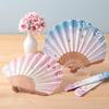 Stylish Business Fan Set with Fan Case and Handkerchief Cherry Blossom Gradation [Osaka Choseido] Women's - (Pink)