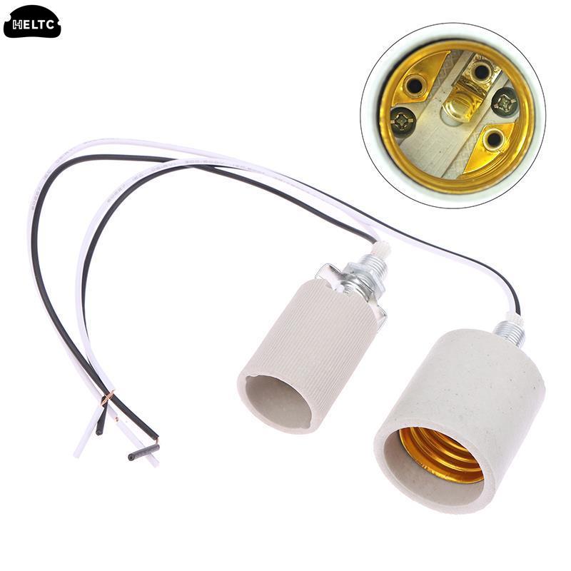 1PCS White LED Light Ceramic Screw Heat Resistant Adapter Home Use Socket Round For E14 Bulb Base E27 Lamp Holder With Cable