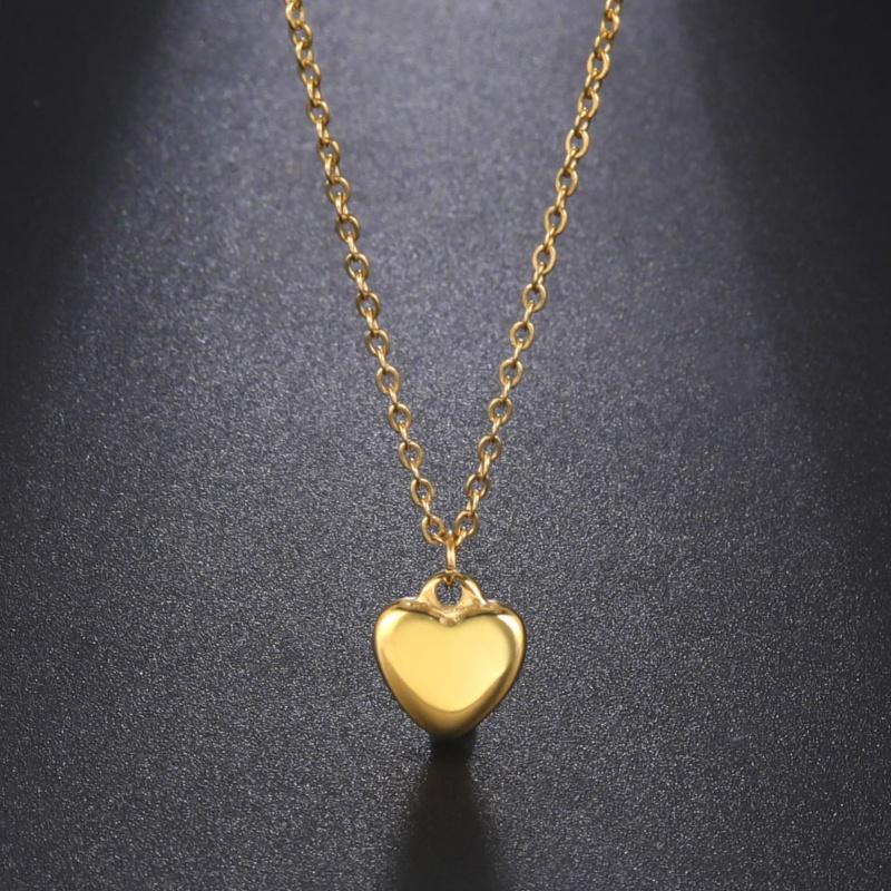 Stainless Steel Waterproof Glossy Heart-Shaped Pendant Necklace for Women Fashion Exquisite Collarbone Chain Jewelry Gifts