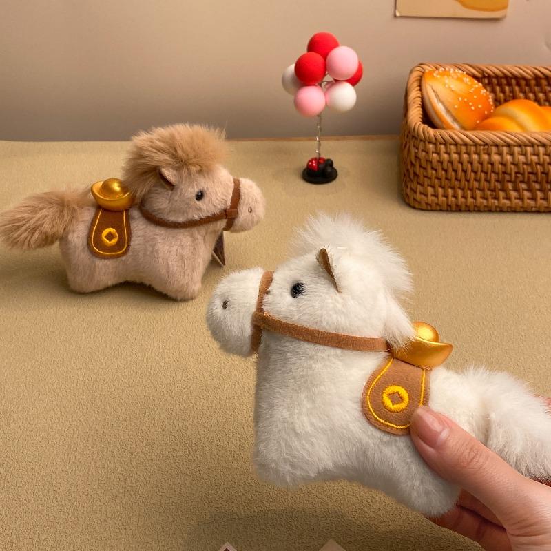 Adorable 2026 Year of The Horse Plush Doll Realistic Pony Figure Keychain Cute Soft Toy for New Year Gift & Decor