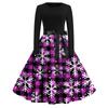 Women's Fashion Casual Round Neck Christmas Print Long Sleeve Dress