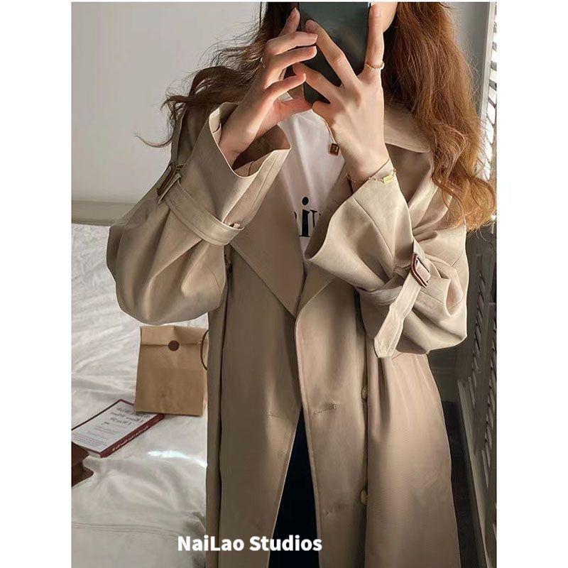 2025 New Mid-Length Women's Autumn Trench Coat - Chic, Petite, Korean Style
