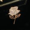 Elegant Rhinestone Rose Brooch: Sparkling, High-Grade, Versatile Pin for Suits and Anti-Exposure Fixing.