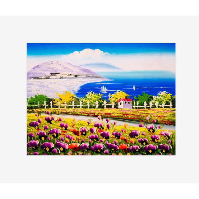 Landschaft Bunte Bäume Mittelmeer Kleine Stadt Dekorative Malerei Leinwand Malerei Öl Wand Bilder für Wohnzimmer Kunst