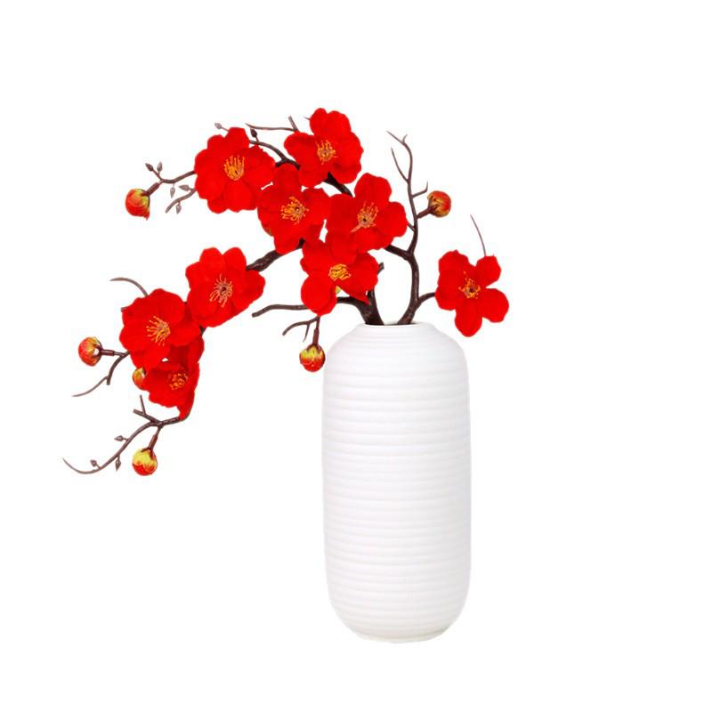 Realistic Wax Plum Artificial Flower Bouquet - Small Branch Decorative Ornament