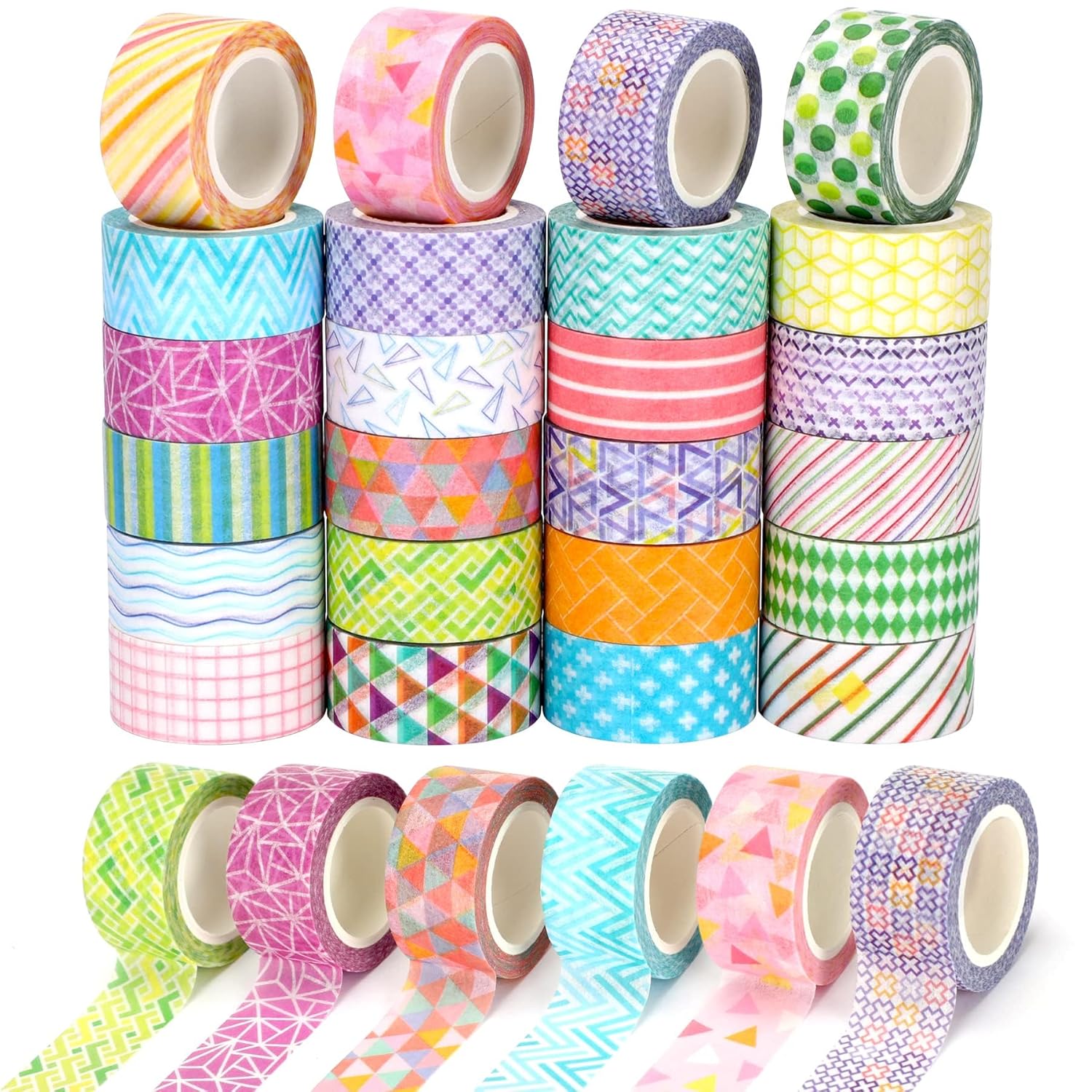 Masking tape cute 24 rolls set 5m roll washi decorative DIY gift wrapping 15mm width (colorful)