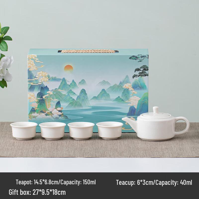 OIMG  A Thousand Li of Rivers and Mountains  Ceramic Gongfu Tea Set