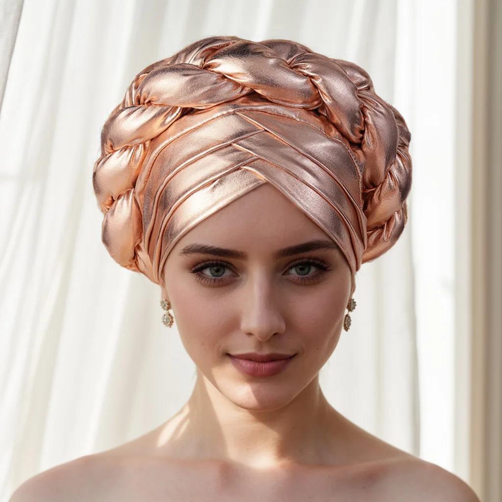 African Turban Cap Headdress Women Headtie Hat Hair Accessories Arab Wrapped Muslim Hijab
