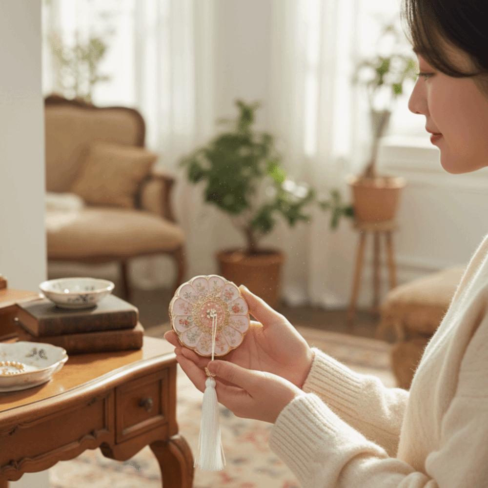 Flower Pattern Makeup Mirror With Stand Compact Flower Pattern Mirror Travel