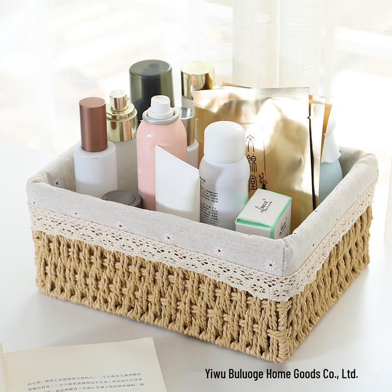 Rattan Woven Storage Basket for Cosmetics, Keys, Snacks, and Coffee Table Clutter - Perfect for Living Room or Entryway.