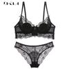 DKGEA Sexy Bra Plus Size Women Underwear Set Lace Transparent Brassiere