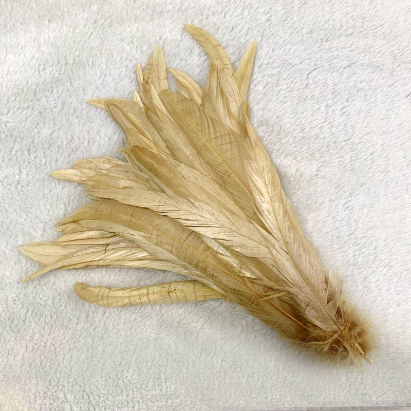 Natural  50pcs Rooster Tail Feather  Plumes 25-45CM 10-18inch Beige DIY Dyed Cock Tail Clothing Accessories Jewelry Performance