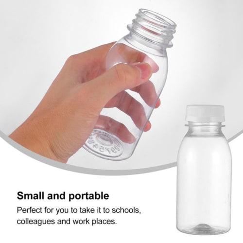 Operitacx 6-Pack 100ml Clear Juice Bottles with Lids, Plastic Juice Containers with Caps, Reusable Empty Bottles for Milk, Drinks, Liquids, Water, and