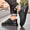 Men's Genuine Leather Slip-On Casual White Board Shoes, Size 45, Trendy No-Tie Design for Spring and Autumn