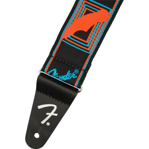 Fender Neon Monogrammed Strap, Blue/Orange