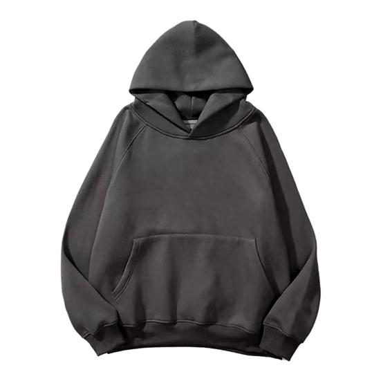 

Мужская осенне-зимняя толстовка с капюшоном, двухслойная, однотонная, свободная, с большим карманом, мягкий свободный пуловер с длинным рукавом, эластичная манжета, уличная одежда с капюшоном, мужская толстовка с капюшоном M темно-серого