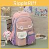 College Style Girls Backpack With Letter Embroidery And Cartoon Snail Print For School Use