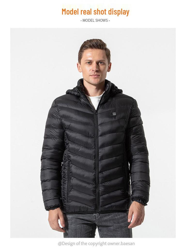 Smart Heated Winter Jacket - Hooded, Cotton, Electric Full-Body Warmth