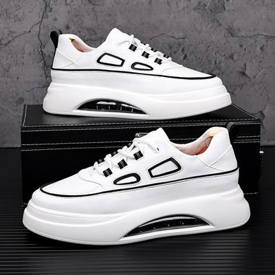 Μόδα Κορεάτικο στυλ ανδρικά casual λευκά παπούτσια γνήσιο δέρμα φλατ παπούτσι αθλητικά με αερόσολα επώνυμα παπούτσια πλατφόρμας zapatos man