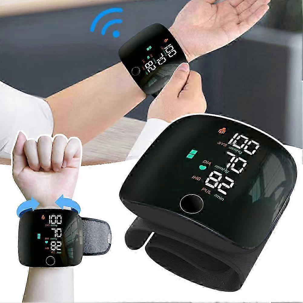 Rechargeable Wrist Blood Pressure Monitor with Large Display & Voice Broadcast, Automatic Digital Tensiometer for Home Use, Indoor Outdoor Portable
