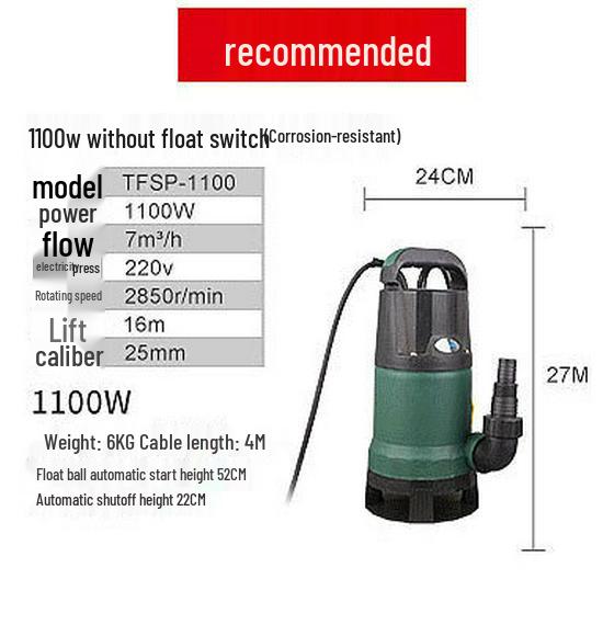 Pompă submersibilă silențioasă compactă, rezistentă la acizi și alcali, rezistentă la coroziune, cu înălțime mare de pompare și aspirație inferioară