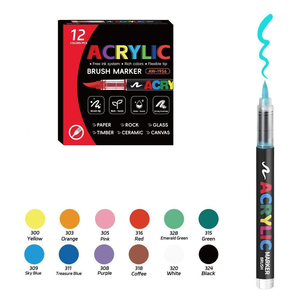 Children's DIY Acrylic Marker Set - Soft Tip, Quick-Dry, Colorful Watercolor Pens for Art and Journaling