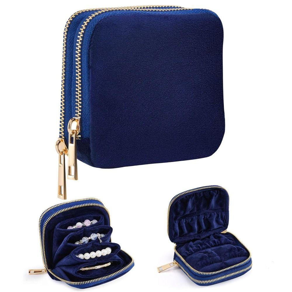 Soft Velvet Jewelry Pouch for Travel Double Layer Jewelry Case for Rings, Bracelets, & Bangles