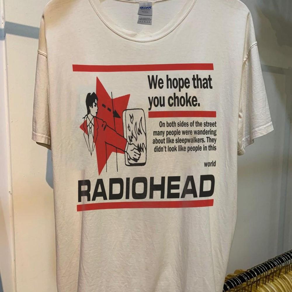 Футболка с группой Radiohead, Белая унисекс футболка Radiohead с редким дизайном KH14542 Унисекс футболка XXXL