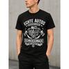 Men's Black Short Sleeve Crew Neck T-Shirt with Vintage German Car Engine Graphic Print, Soft Cotton Blend for Casual Daily Wear
